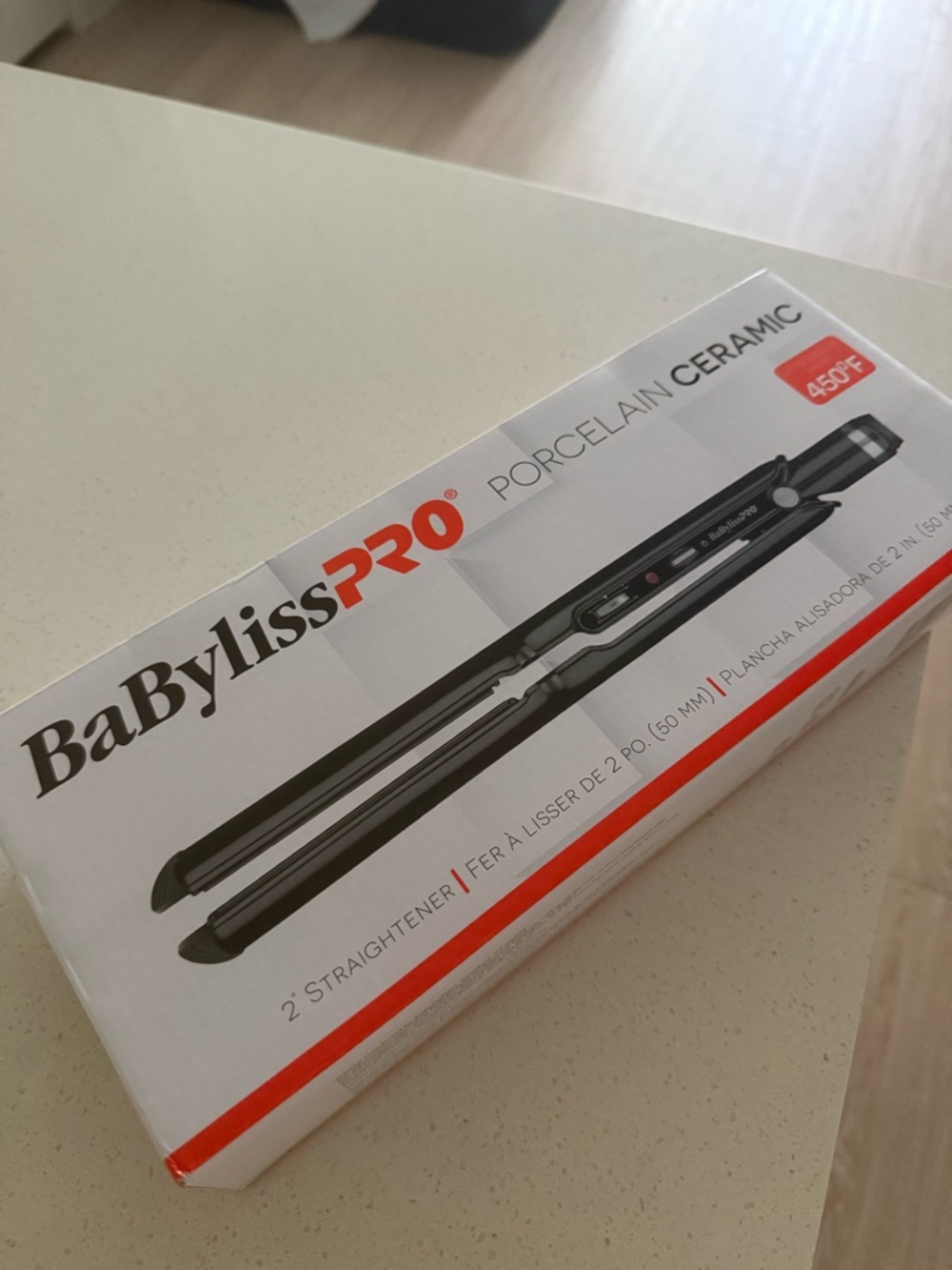 BaBylissPRO Porcelain Ceramic Hair Straightener - Black with Red Accent